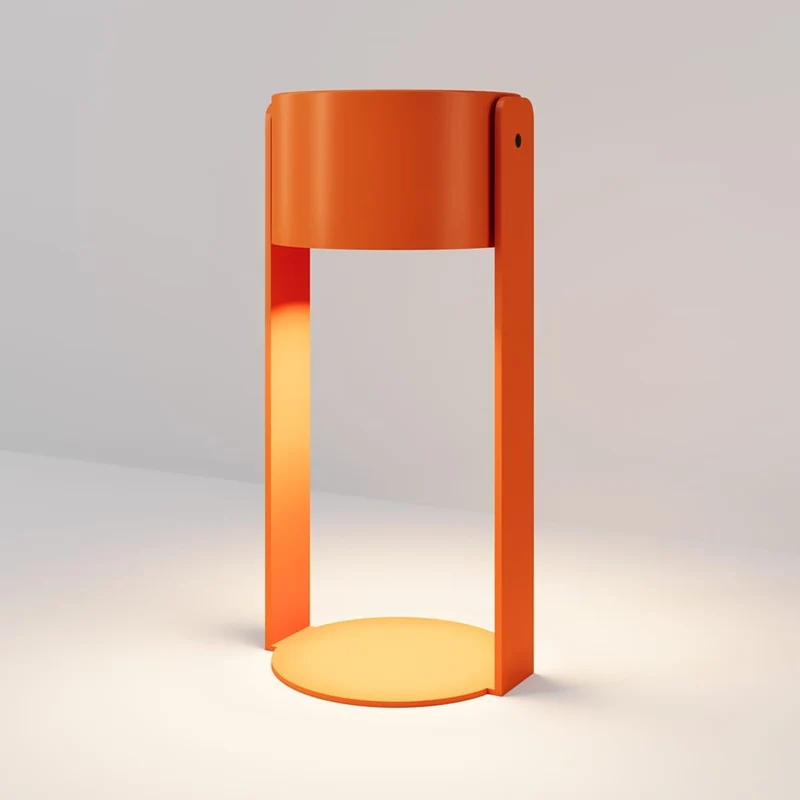 Lampe métal orange Ø11cm extérieur