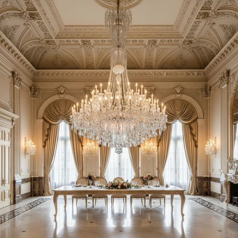 Grand lustre baroque pour hauts plafonds