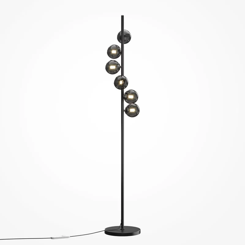 Lampadaire noir moderne en verre