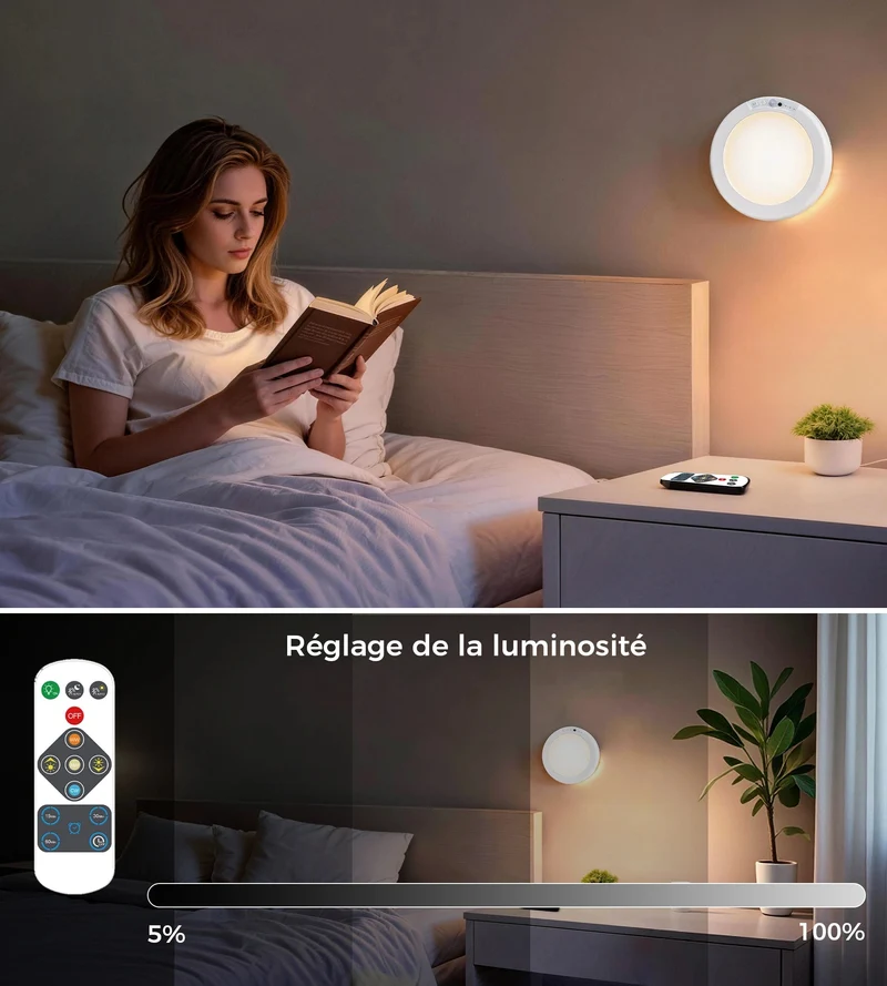 Mini plafonnier LED magnétique MAO télécommandable - Intérieur