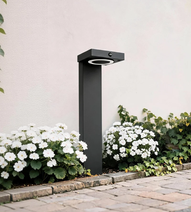 Borne solaire extérieure LED LUCENT noire 50 cm avec détecteur