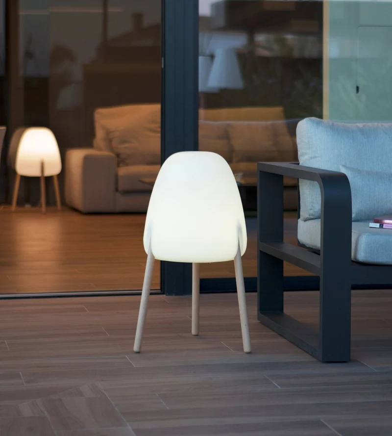 Lampe design solaire ROCKET - Éclairage blanc et multicolore réglable - Éxtérieur et Intérieur