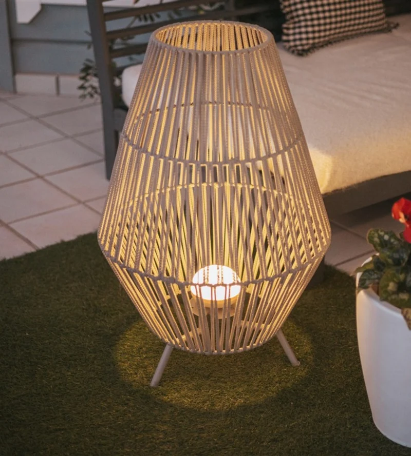 Lampe décorative tressée CONTA - Intérieur et Extérieur - Batterie rechargeable