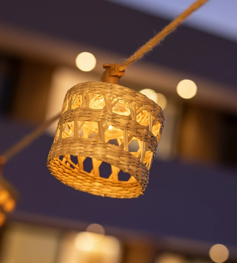 Guirlande lumineuse solaire ALBA - Design nature en bois - 10 lampes