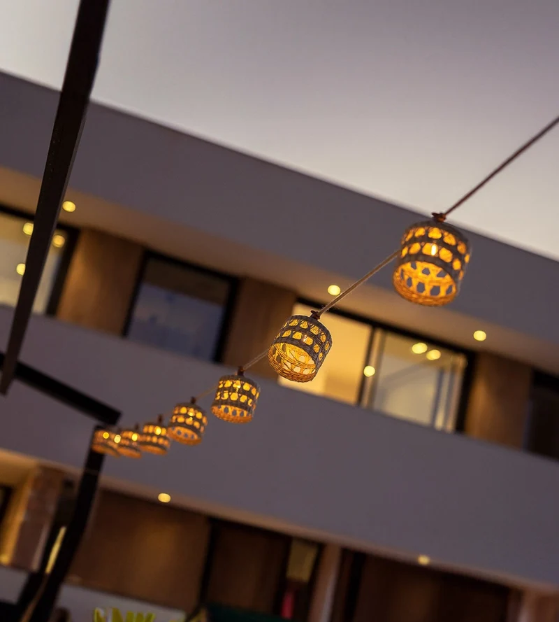 Guirlande lumineuse solaire ALBA - Design nature en bois - 10 lampes