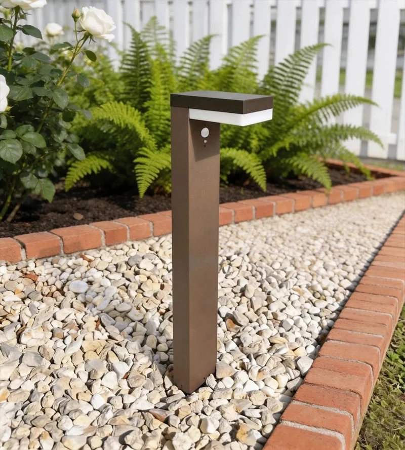 Borne solaire extérieure LED VENUS marron 70 cm avec détecteur - 3 modes d'éclairage 100 à 1000 lumens