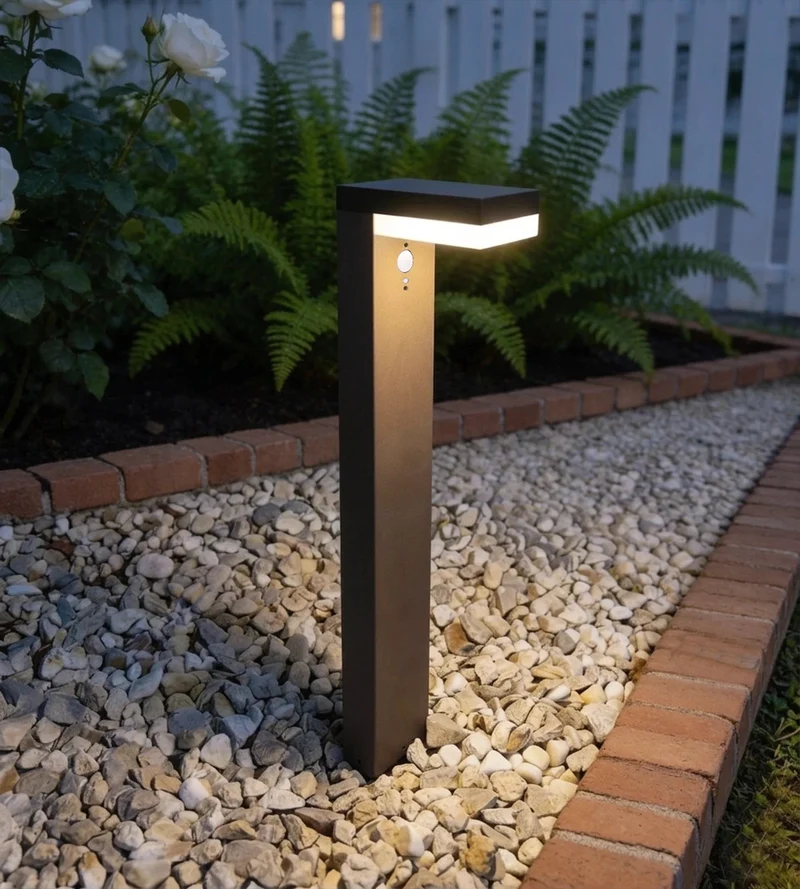 Borne solaire extérieure LED VENUS marron 70 cm avec détecteur - 3 modes d'éclairage 100 à 1000 lumens