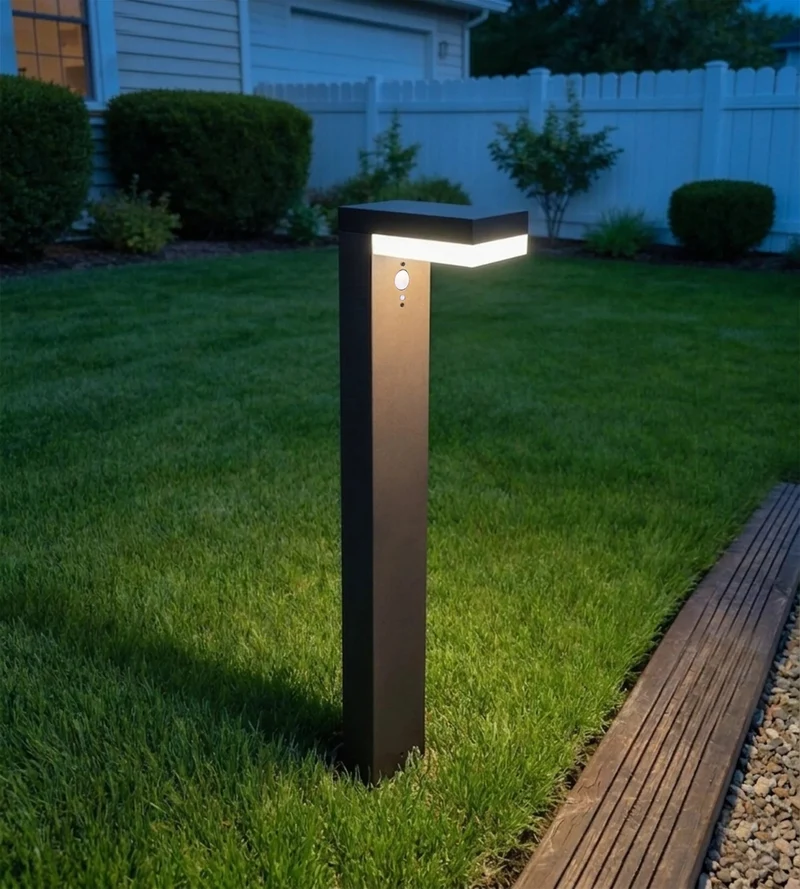 Borne solaire extérieure LED VENUS marron 70 cm avec détecteur - 3 modes d'éclairage 100 à 1000 lumens