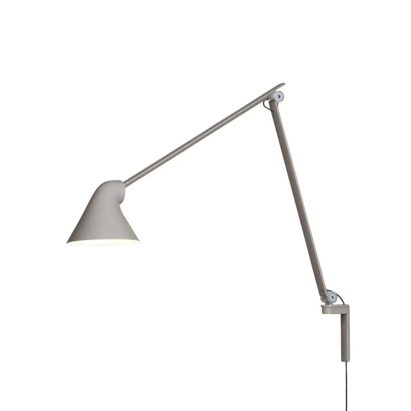 NJP væglampe lang arm 3000K lys aluminium - Louis Poulsen