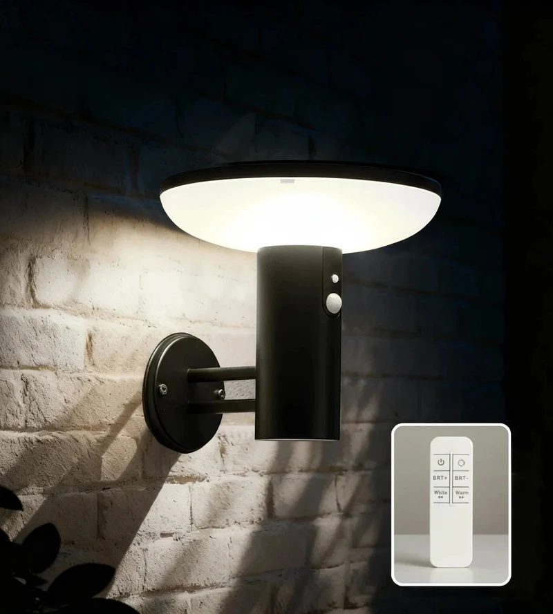 Applique murale solaire extérieure LED HALO+ noire avec détecteur