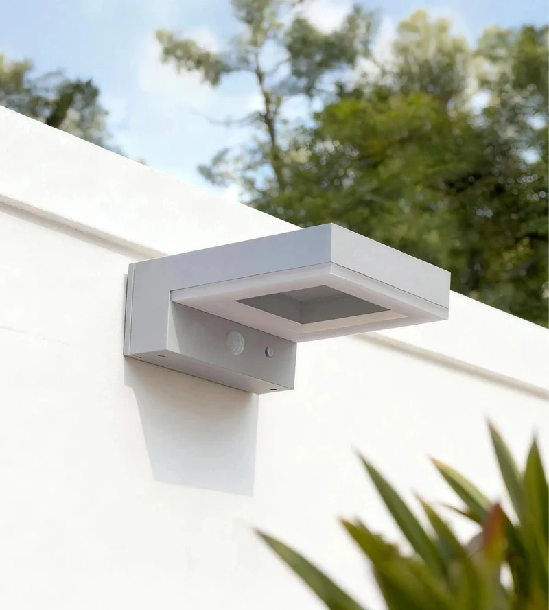 Applique murale solaire extérieure LED LETINA blanche avec détecteur