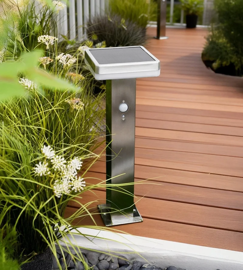 Borne solaire extérieure LED SPELLO inox avec détecteur