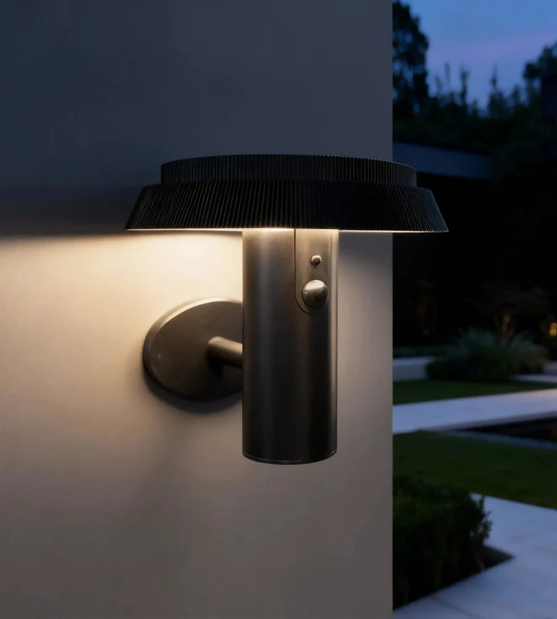 Applique murale solaire extérieure LED NORMAN noire avec détecteur blanc réglable - 3000K à 6500K