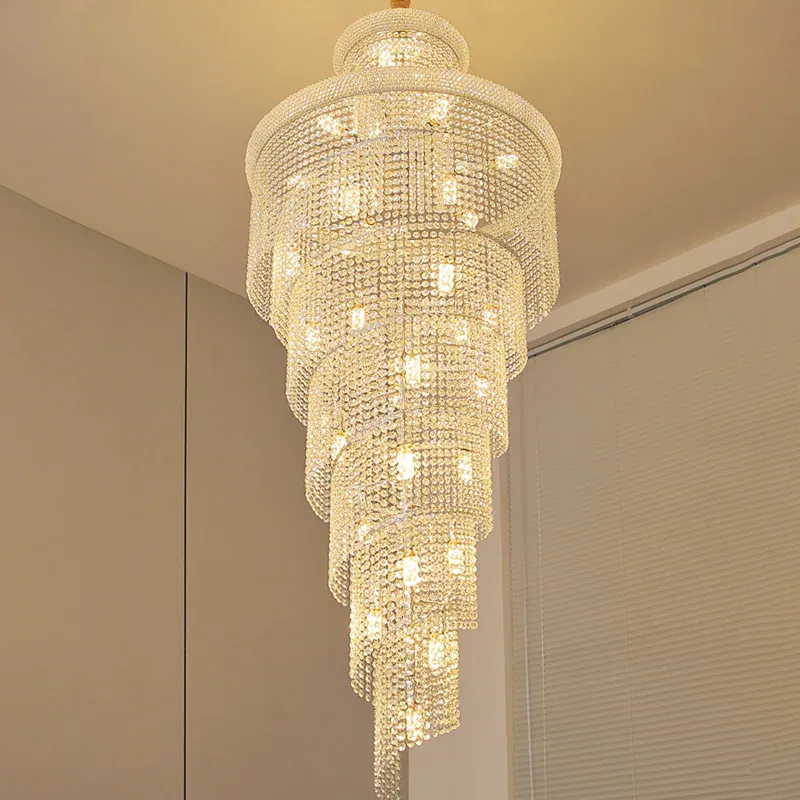 Lustre En Escalier avec Cristaux Suspendus Dimmable
