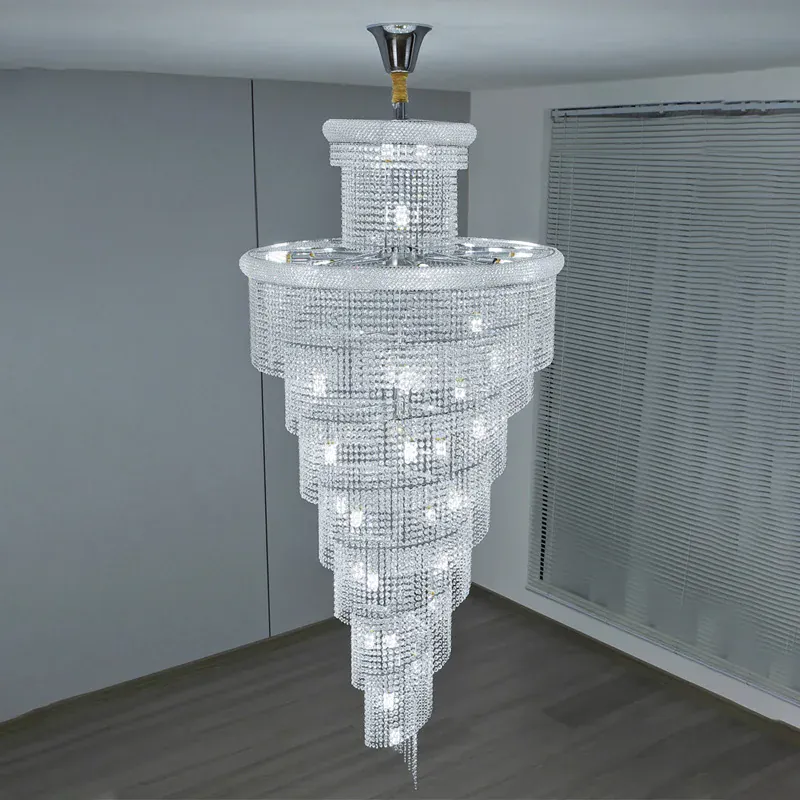 Lustre En Escalier avec Cristaux Suspendus Dimmable
