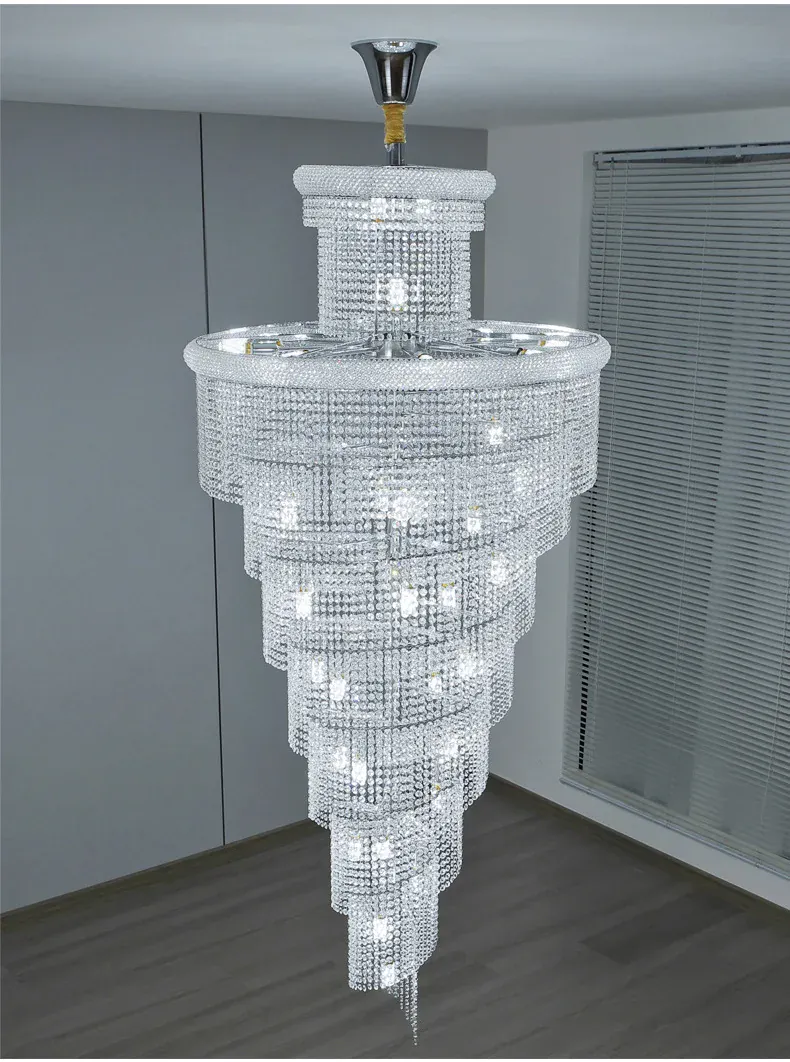 Lustre En Escalier avec Cristaux Suspendus Dimmable