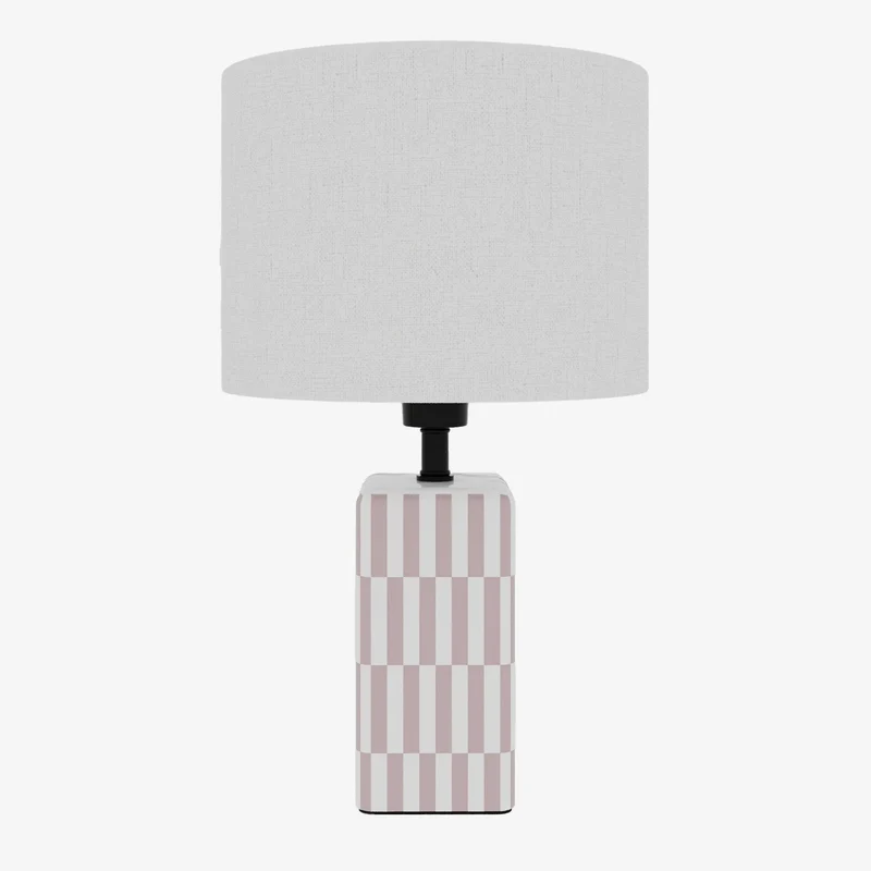 Lampe poser Manet c ramique rose poudr et lin naturel