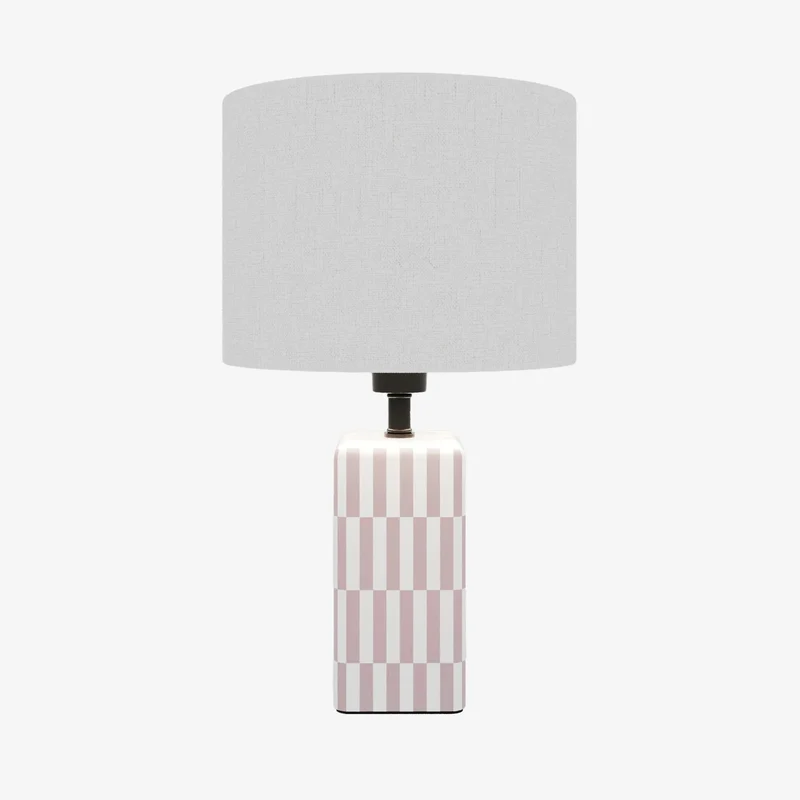 Lampe poser Manet c ramique rose poudr et lin naturel