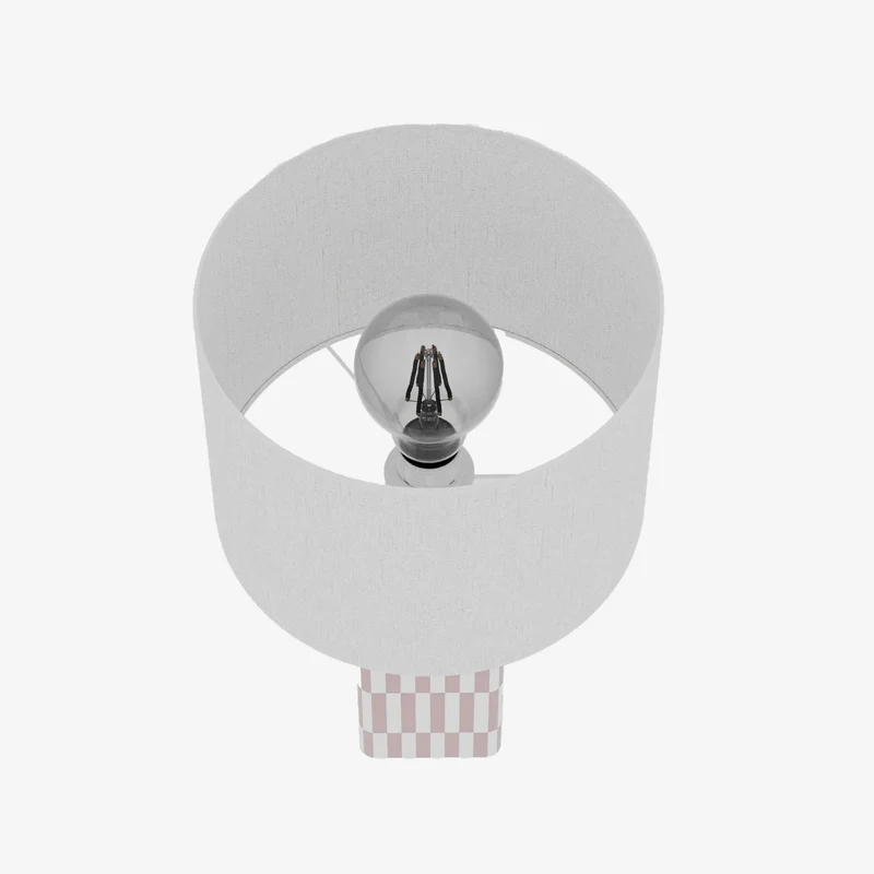 Lampe poser Manet c ramique rose poudr et lin naturel