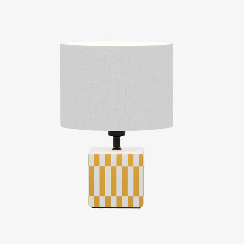 Petite lampe poser Manet c ramique jaune solaire et lin naturel