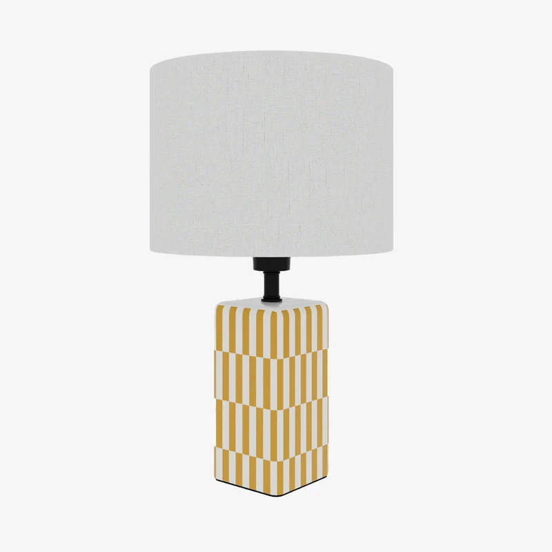 Lampe poser Manet c ramique jaune et lin naturel