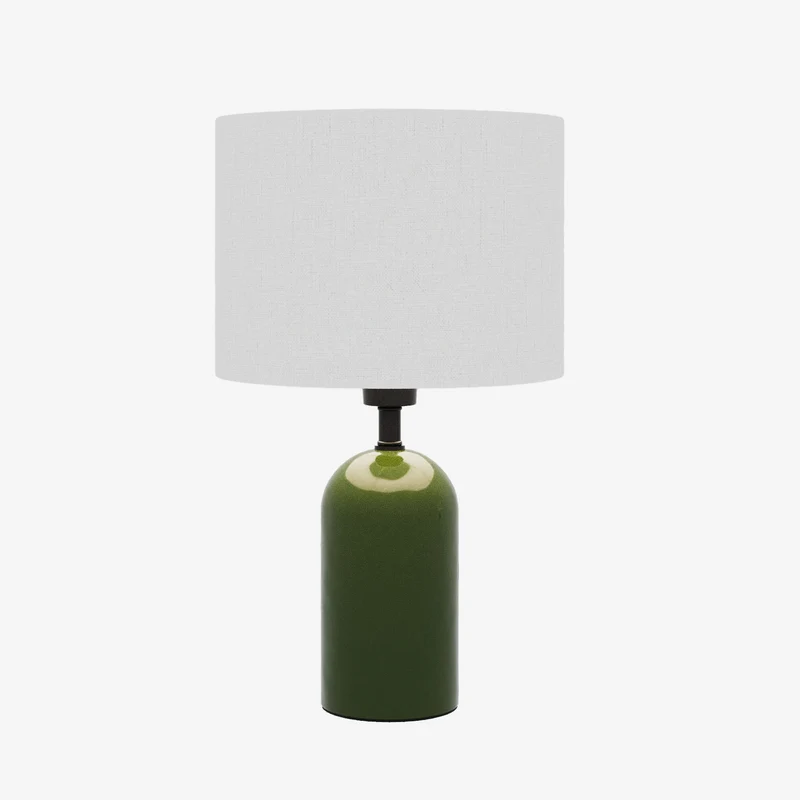 Becker - Lampe poser en c ramique verte avec abat-jour en lin naturel