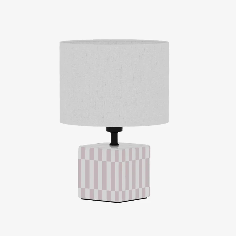Petite Lampe Poser Manet - C ramique rose et abat-jour en lin