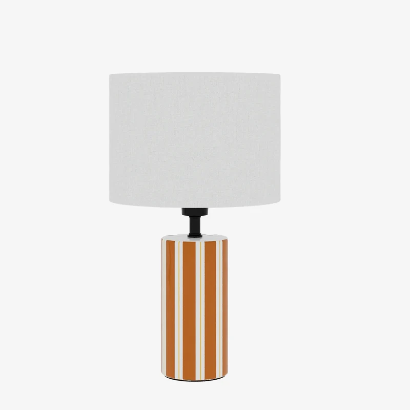 Lampe Poser Hopper - C ramique Orange & Abat-jour Lin