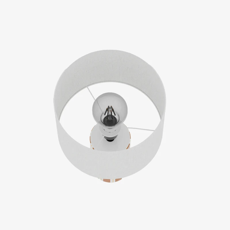 Lampe Poser Hopper - C ramique Orange & Abat-jour Lin