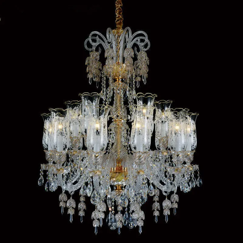 Grand Lustre Luxueux en Cristal pour Chateau