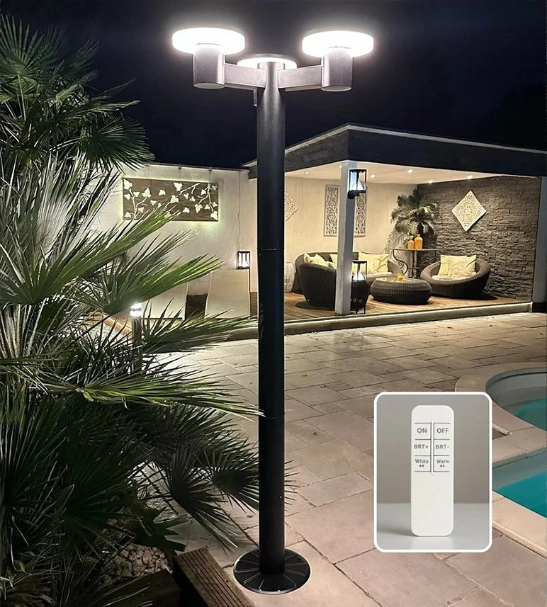 Lampadaire solaire LED ALTO 3000 130/200 cm Télécommandable - 300 à 3000 lumens