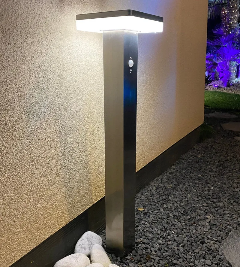 Borne solaire extérieure LED SUN–1000 84 cm avec détecteur - 3 modes d'éclairages 150 à 1000 lumens