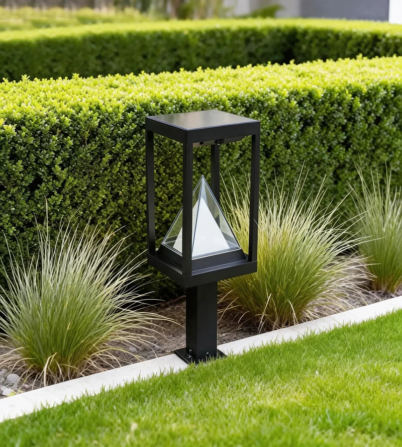 Borne solaire extérieure LED KEOPS noire 50 cm avec détecteur - 3 modes d'éclairages 100 à 1000 lumens