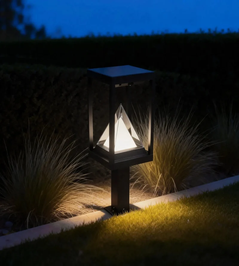 Borne solaire extérieure LED KEOPS noire 50 cm avec détecteur - 3 modes d'éclairages 100 à 1000 lumens