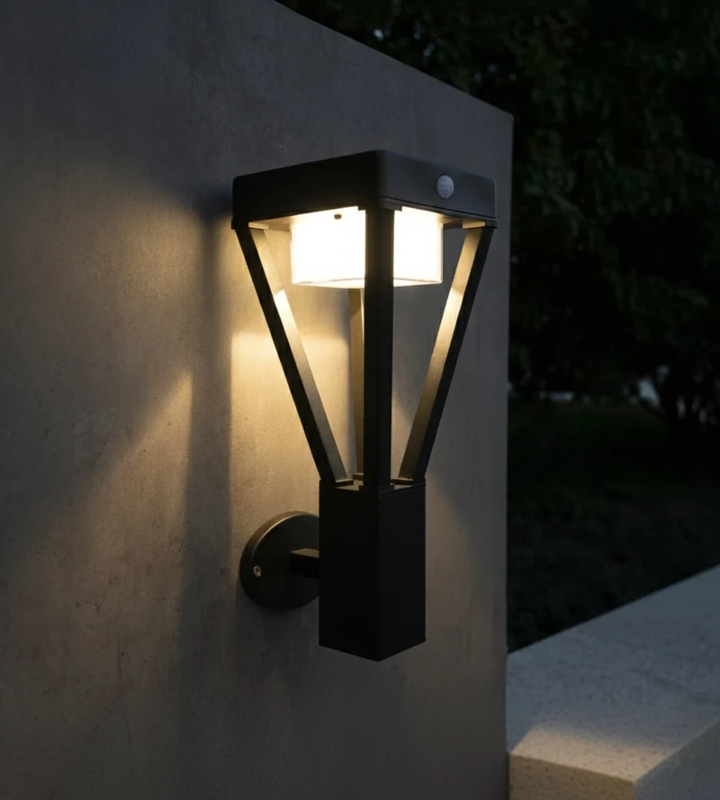 Applique murale solaire extérieure LED LUXOR noire avec détecteur - 3 modes d'éclairages 75 à 600 lumens