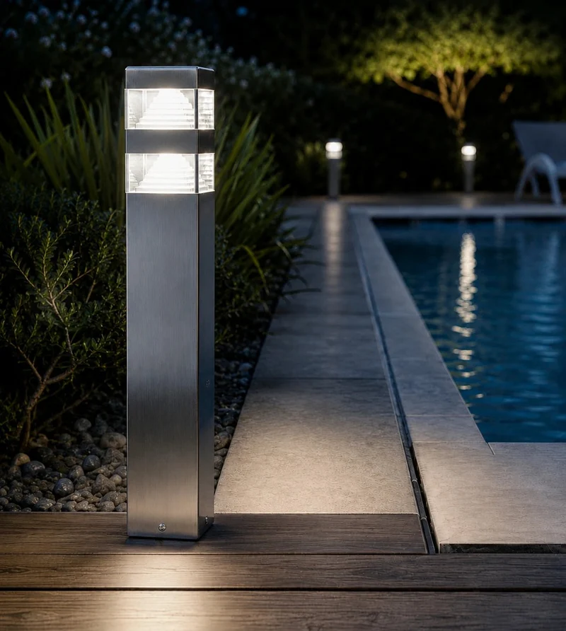 Borne extérieure LED Pyramide 1000 lumens abords de piscine - 12V