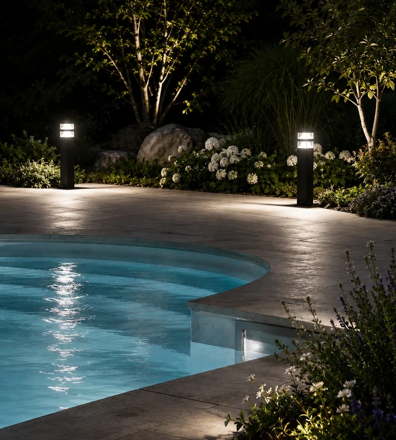 Borne extérieure LED Pyramide 1000 lumens abords de piscine - 12V