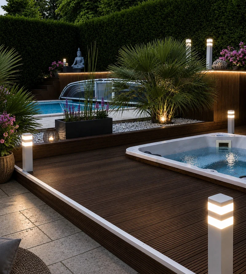 Borne extérieure LED Pyramide 1000 lumens abords de piscine - 12V