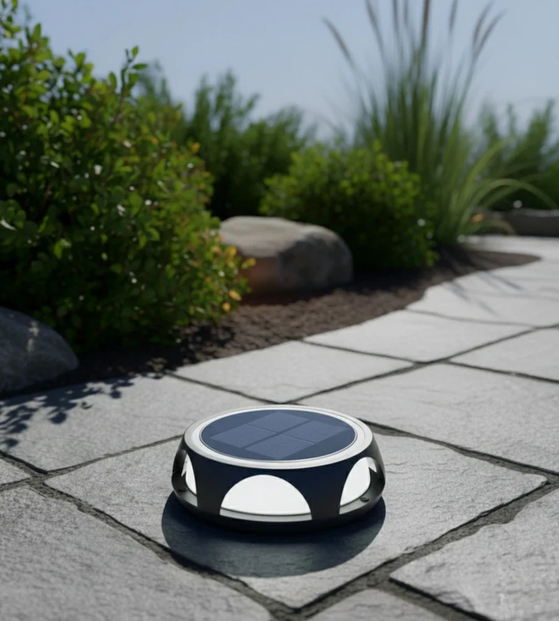 Pavé solaire LED rond - 3 modes de 50 à 200 lumens - Sol ou mural