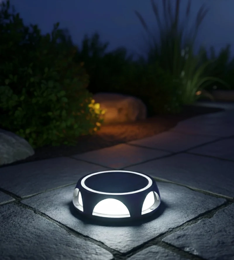 Pavé solaire LED rond - 3 modes de 50 à 200 lumens - Sol ou mural