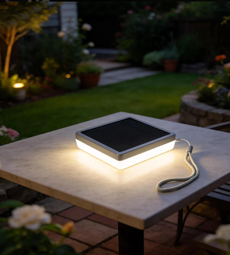 Lampe de table solaire LED NOMADE noire - 5 modes d'éclairages de 40 à 270 lumens - Prise USB - Batterie 1600mAh