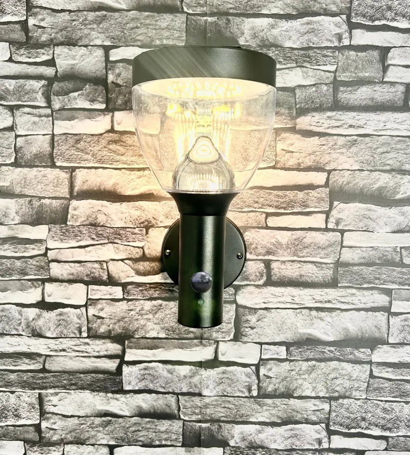 Applique murale solaire extérieure LED LUNA noire avec détecteur - 3 modes d'éclairage de 100 à 1000 lumens