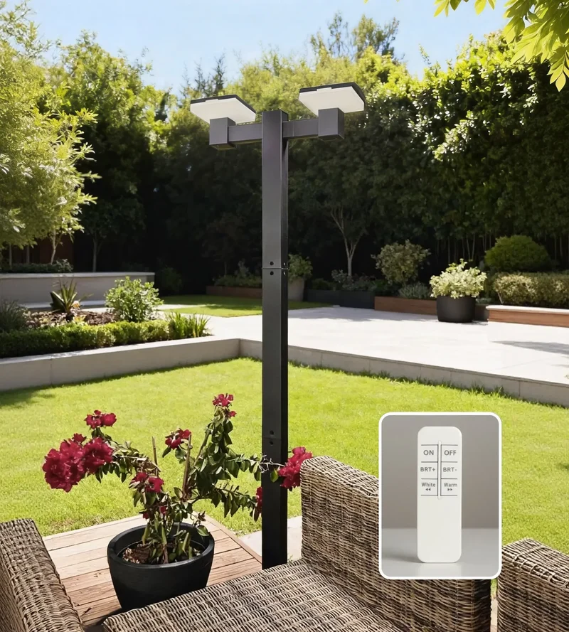 Lampadaire solaire LED SUN–2000 noir 120/200 cm Télécommandable