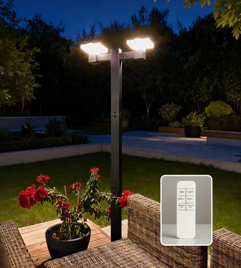 Lampadaire solaire LED SUN–2000 noir 120/200 cm Télécommandable