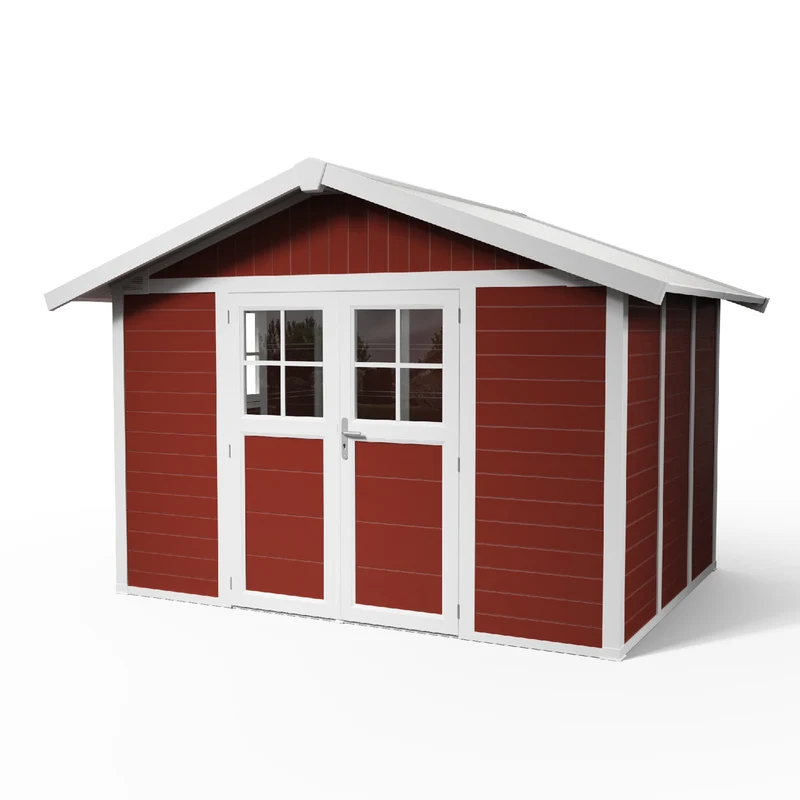 Abri de jardin 7,5 m² PMMA rouge Déco