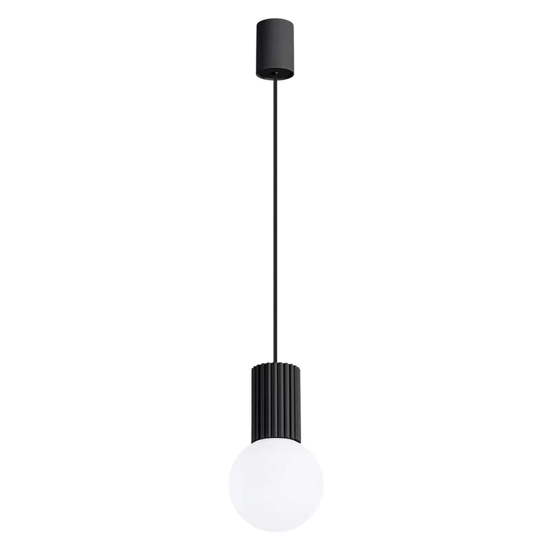 Suspension Aluminium/Verre Noir Moderne Ronde