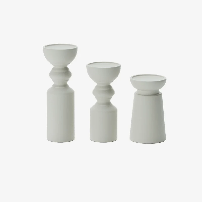 Set de 3 bougeoirs bois design, Boston coloris cr me