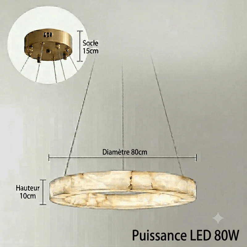 Lustre Anneau Blanc Marbre Pour Salon