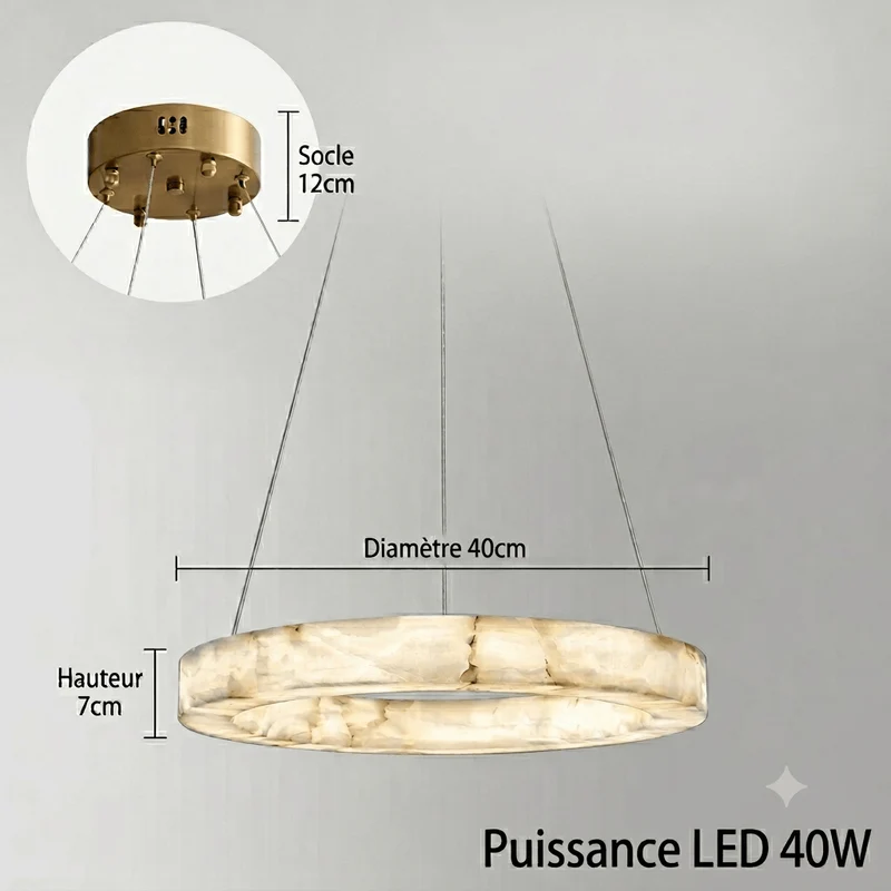 Lustre Anneau Blanc Marbre Pour Salon