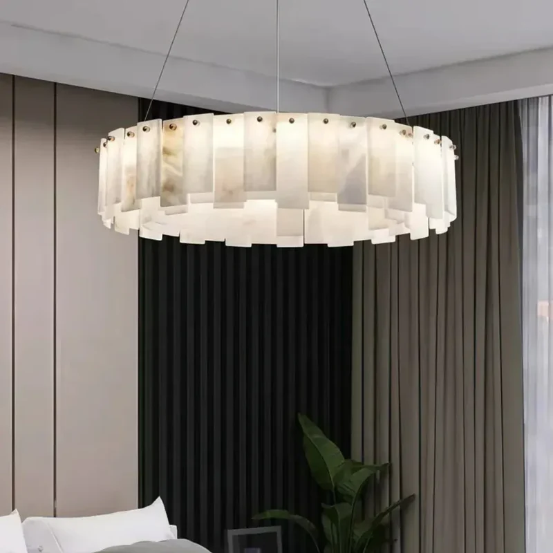 Lustre En Marbre Blanc Design Moderne Pour Salon